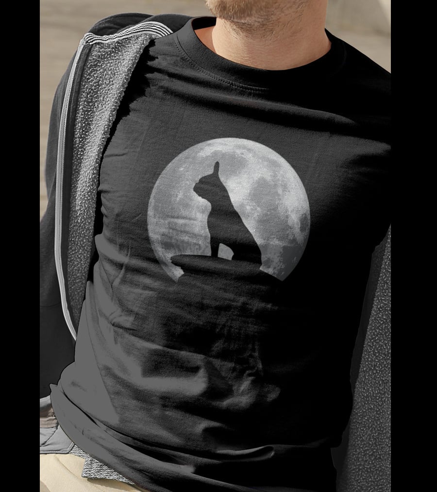 French Bulldog Silhouette With Moon In French Bulldogs T-Shirt