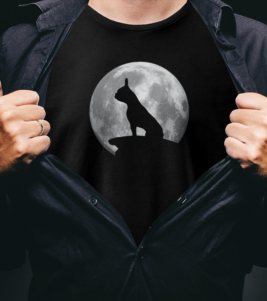 French Bulldog Silhouette With Moon In French Bulldogs T-Shirt