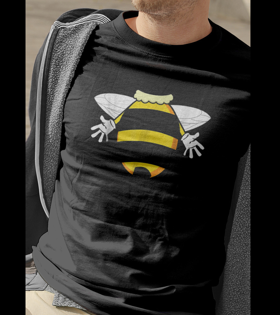 Funny Honeybee Costume Hilarious Bee With Striped Wings And Cartoon Hands T-Shirt
