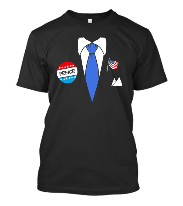 Mike Pence Parody Blue Tie With American Flag And Election Button T-Shirt