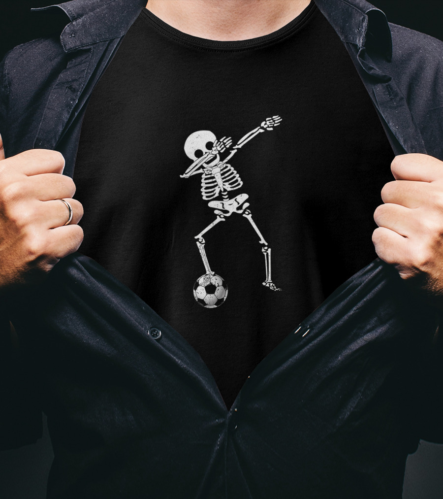Halloween Dabbing Skeleton Soccer Trick Or Treat Dance Pose T-Shirt