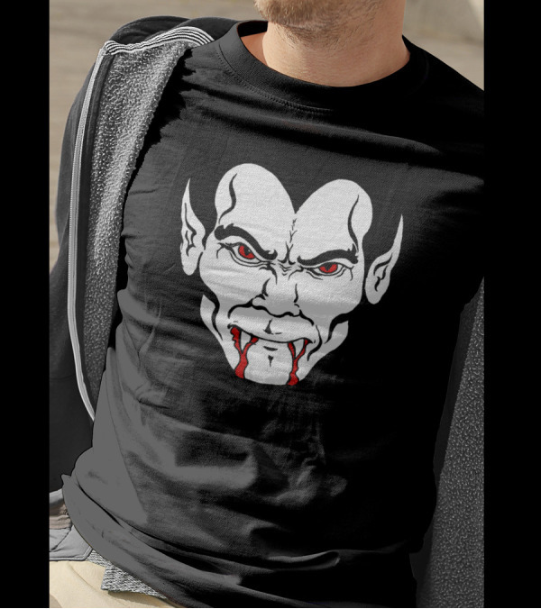 Halloween Dracula Bloody Vampire Teeth Face Graph Iconic Dracula T-Shirt