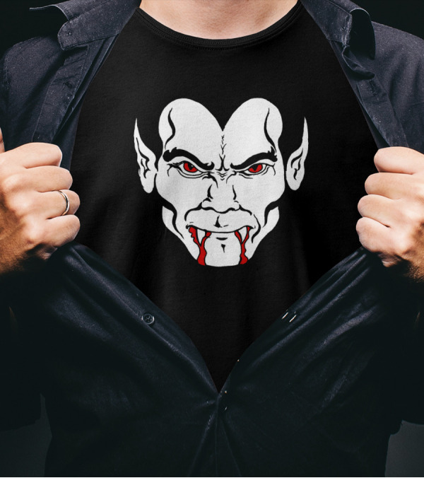 Halloween Dracula Bloody Vampire Teeth Face Graph Iconic Dracula T-Shirt