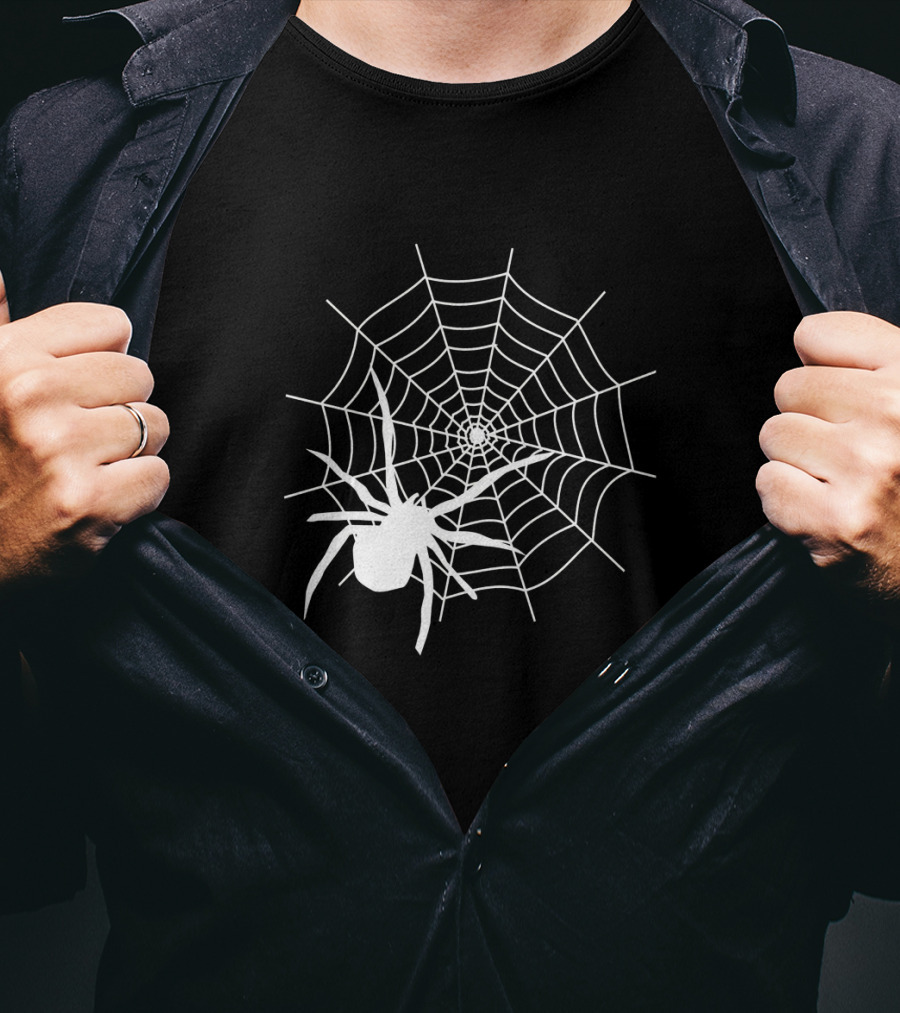 Halloween Spider Web With White Spider T-Shirt