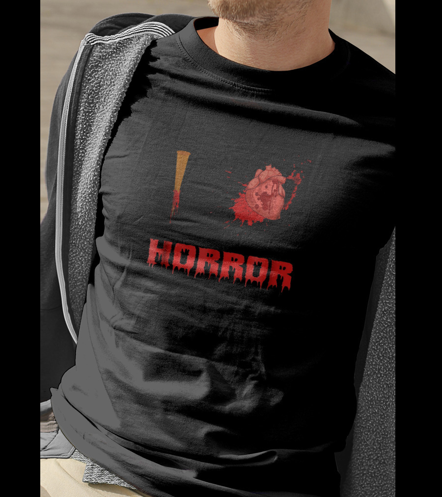 I Horror Bloody Stake Heart Design With Splatter Elements T-Shirt