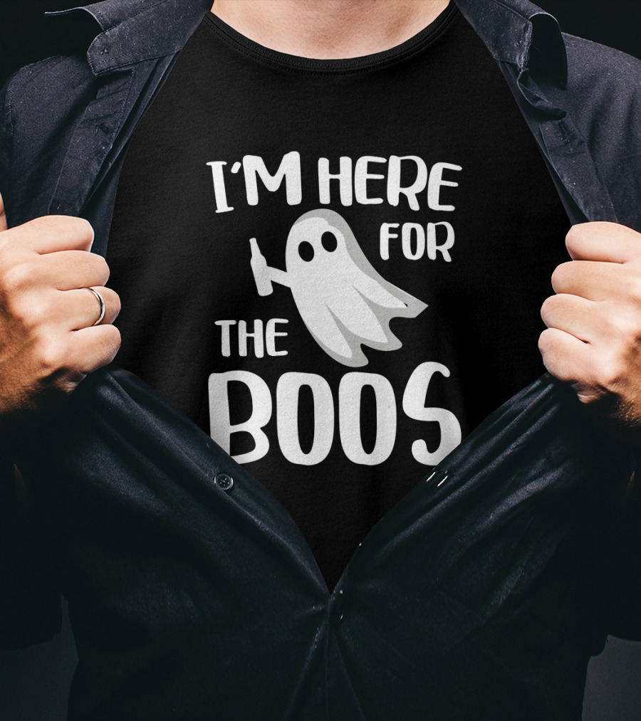 I'm Here For The Boos Halloween Ghost With Bottle Fun T-Shirt