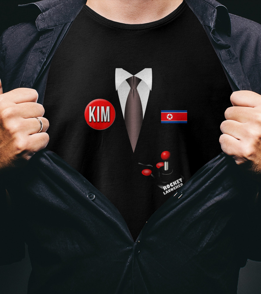 North Korea Rocket Launcher Kim With Flag And Tie Halloween T-Shirt