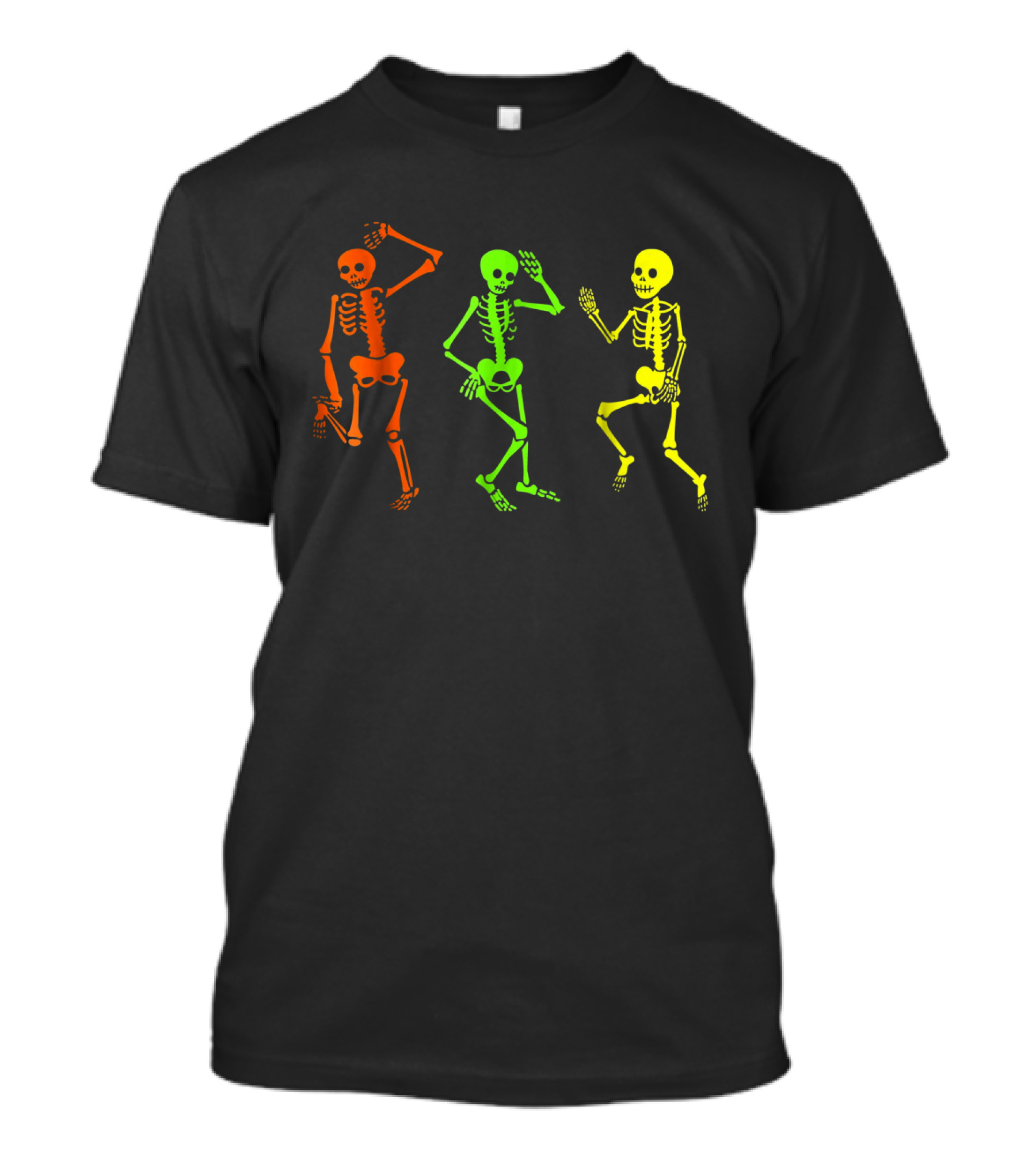 Three Skeletons Glow In The Dark Halloween Costume Dance Party T-Shirt