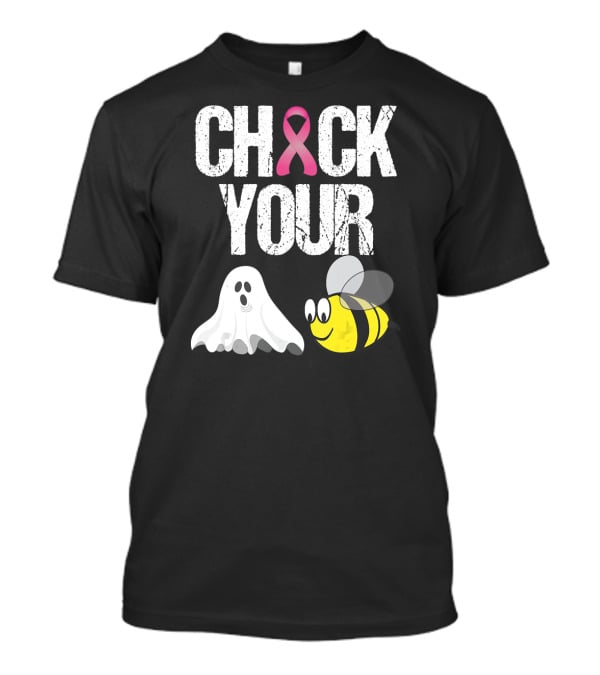 Check Your Boo Bees Funny Breast Cancer Awareness Ghost Bee Pink T-Shirt