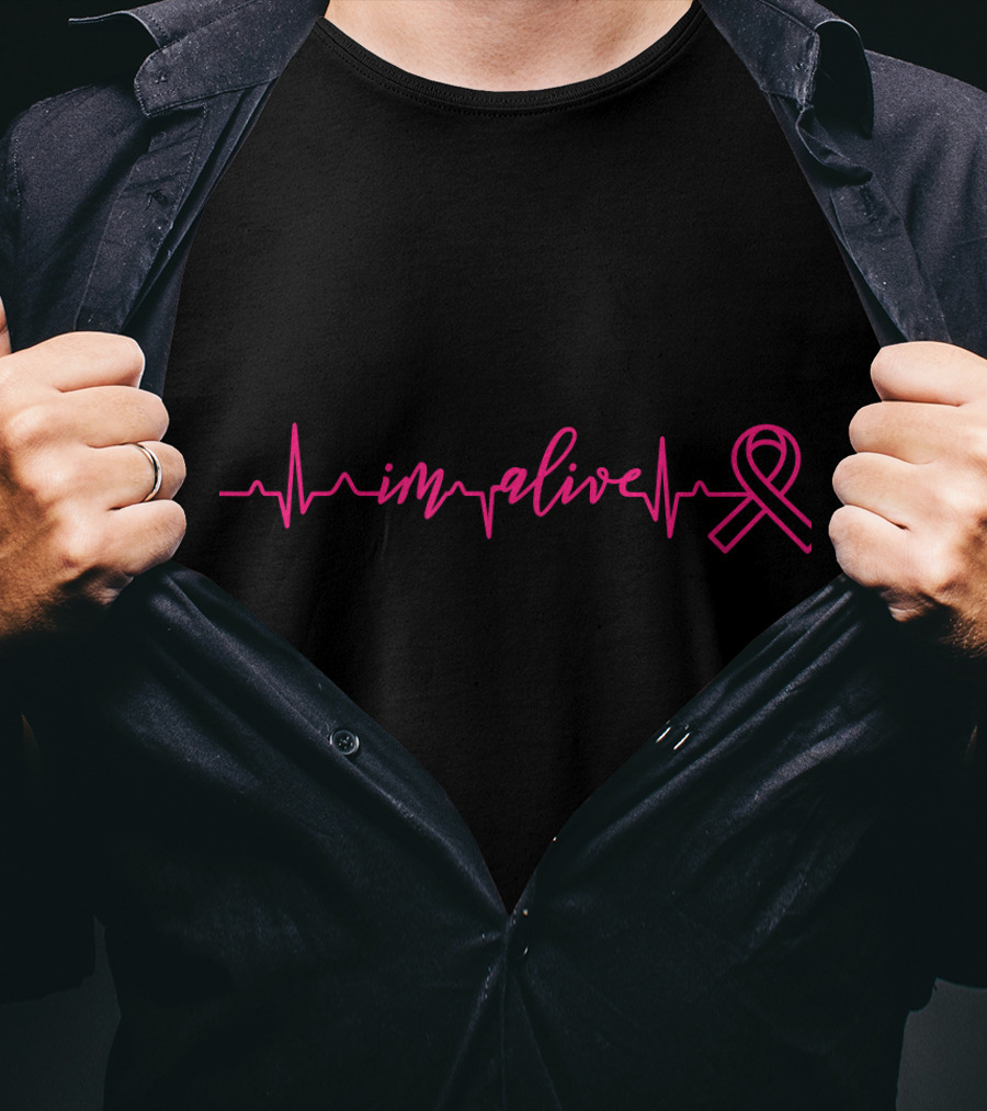 I'm Alive Heartbeat Survivor Warrior Breast Cancer Awareness T-Shirt