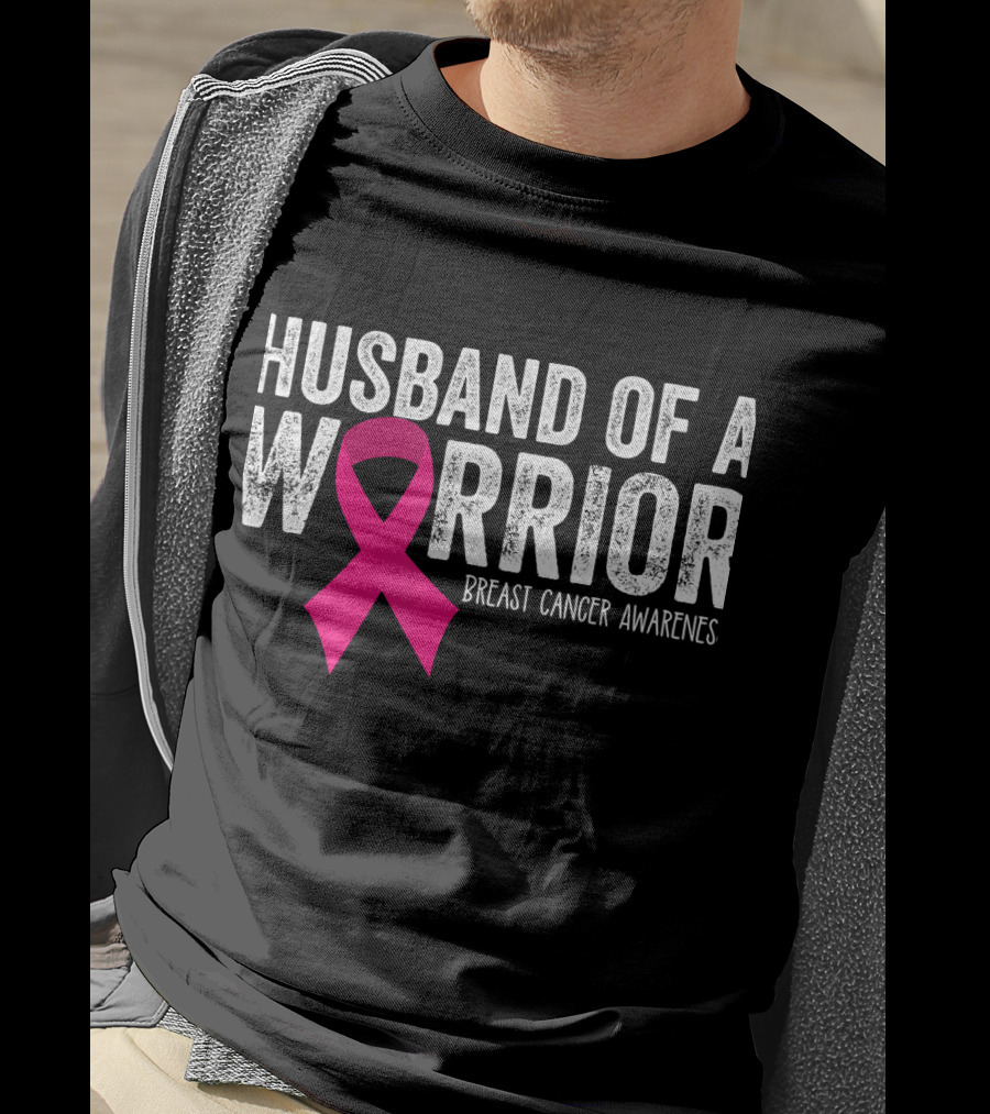 Husband Of A Warrior Breast Cancer Awareness Pink T-Shirt