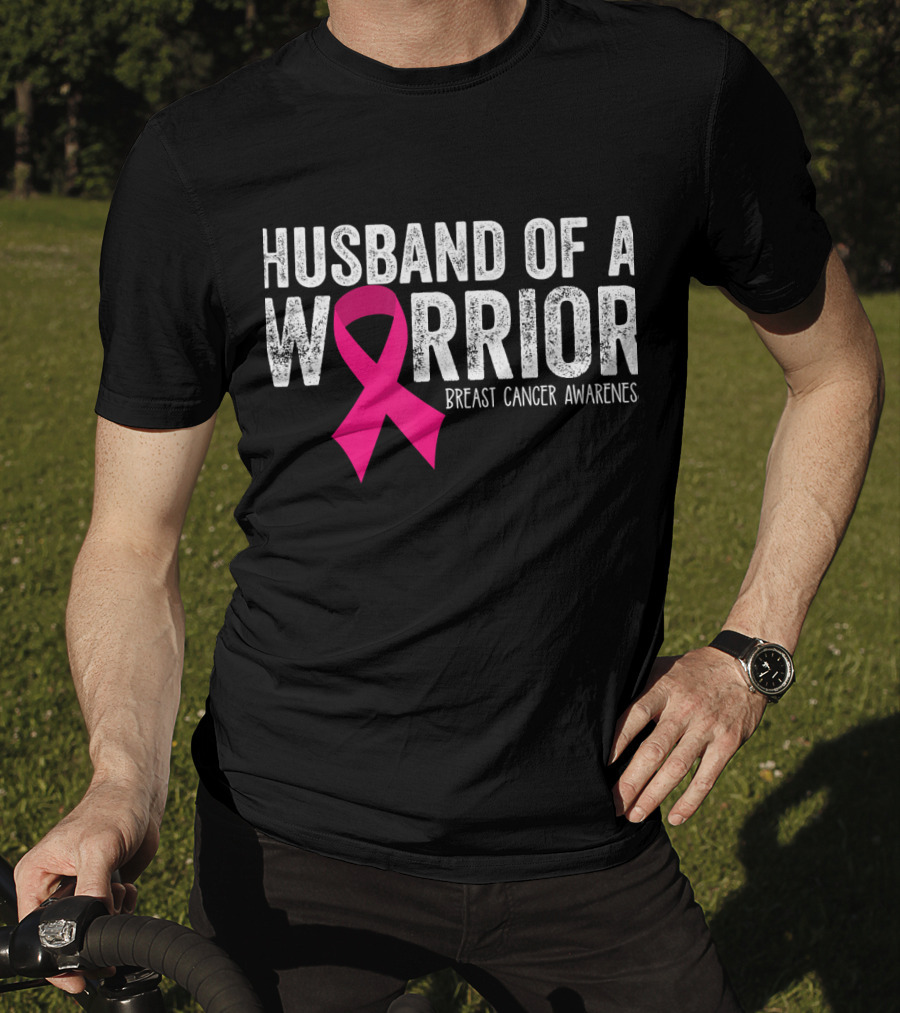 Husband Of A Warrior Breast Cancer Awareness Pink T-Shirt