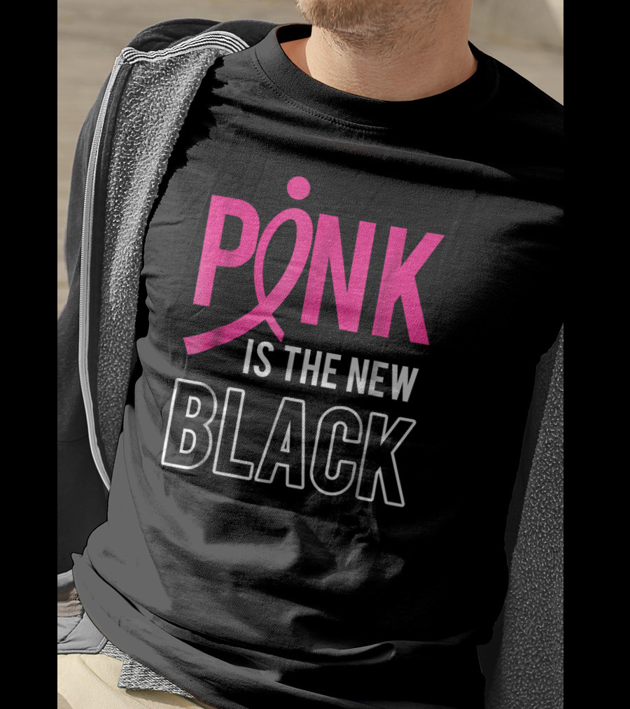 Pink Is The New Black Breast Cancer Awareness Support T-Shirt