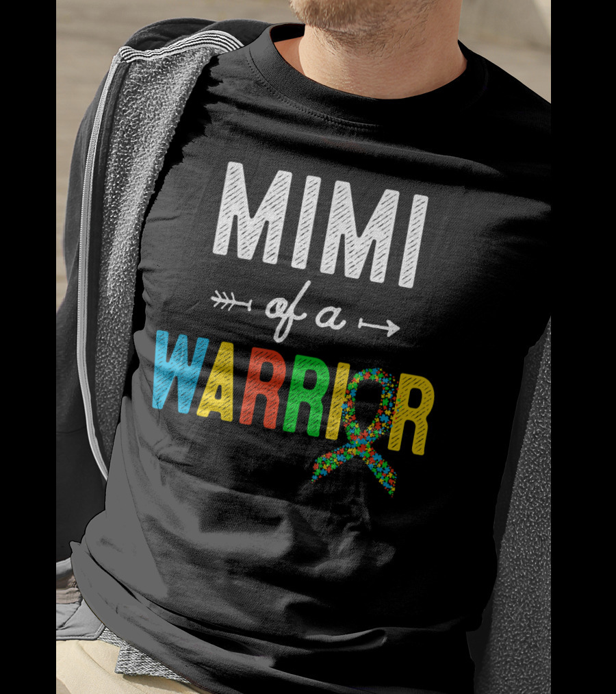 Mimi Of A Warrior Autism Awareness Puzzle T-Shirt