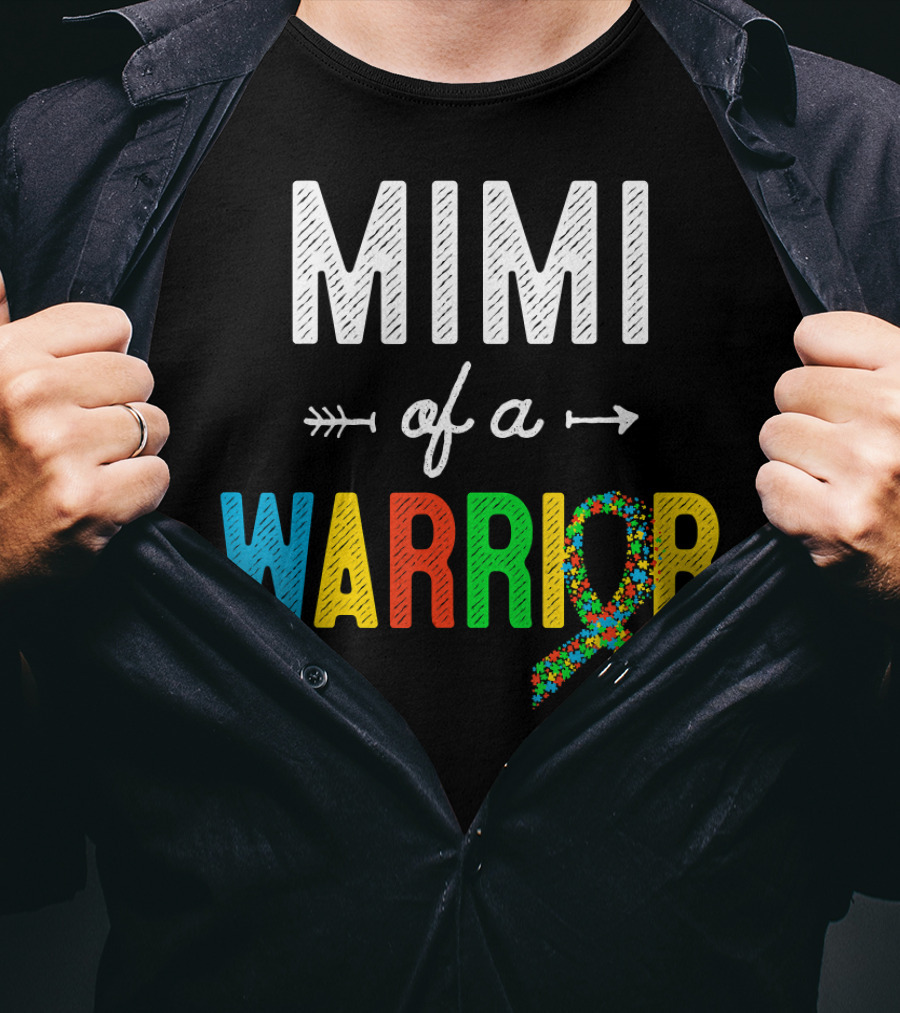 Mimi Of A Warrior Autism Awareness Puzzle T-Shirt