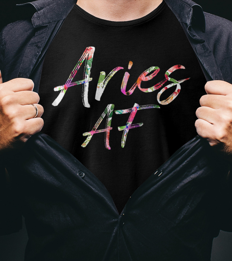 Aries AF Birthday Floral T-Shirt