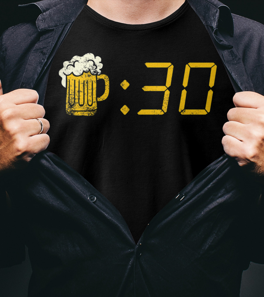 Beer Mug Digital Clock Display :30 Funny Drinking Or Getting Drunk T-Shirt