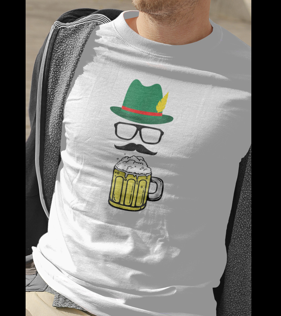 Oktoberfest Funny German Bavarian Bier Beer Prost Hat Glasses Mustache Beer Mug T-Shirt