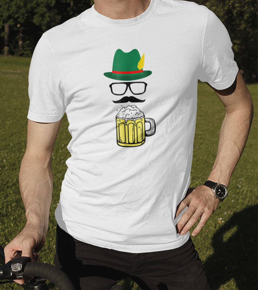 Oktoberfest Funny German Bavarian Bier Beer Prost Hat Glasses Mustache Beer Mug T-Shirt