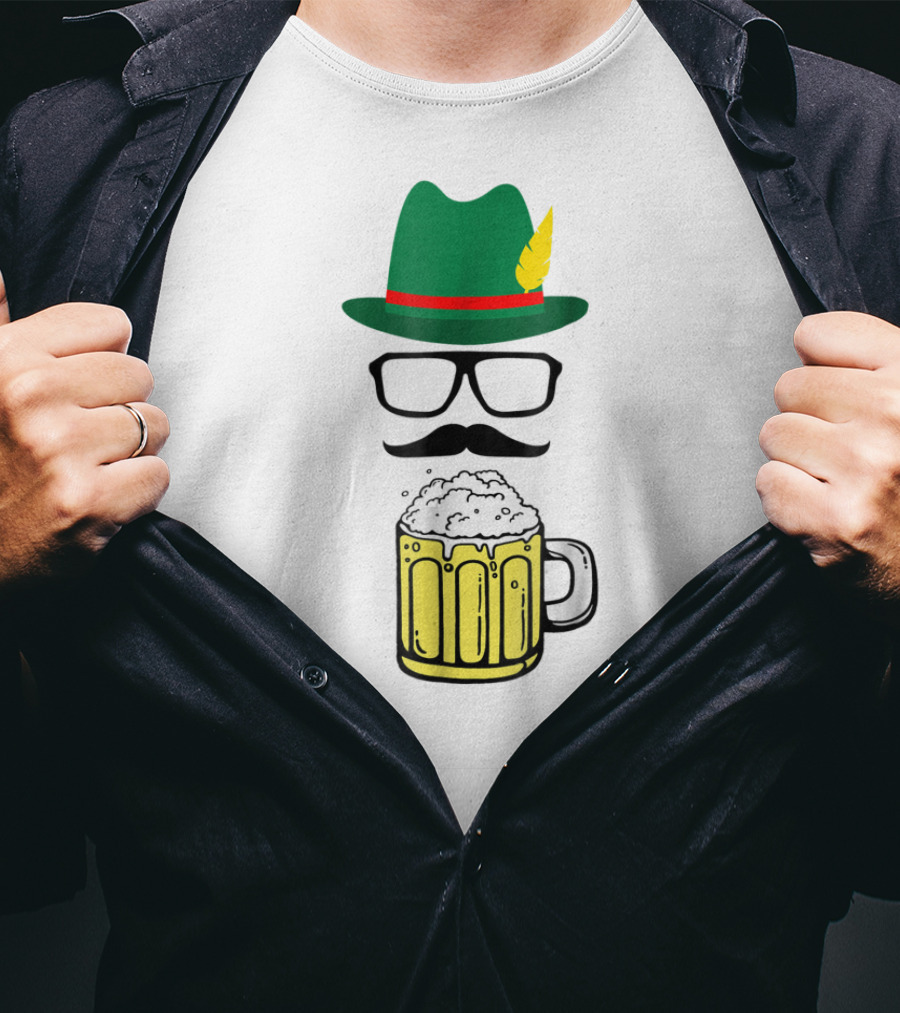 Oktoberfest Funny German Bavarian Bier Beer Prost Hat Glasses Mustache Beer Mug T-Shirt