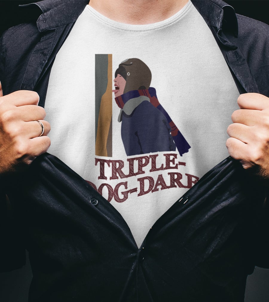 A Christmas Story Triple Dog Dare Ice Pole Challenge Scene T-Shirt
