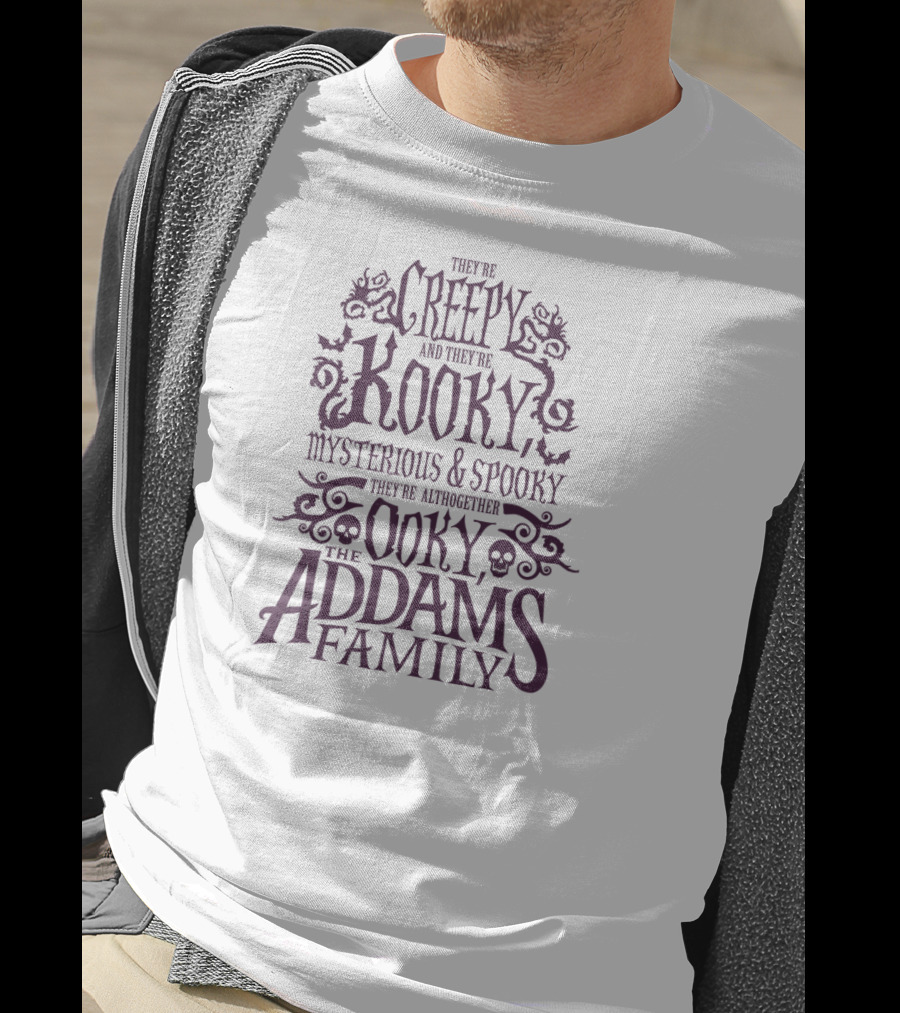 Creepy Kooky Mysterious Spooky Ooky Addams Family Word Stack T-Shirt