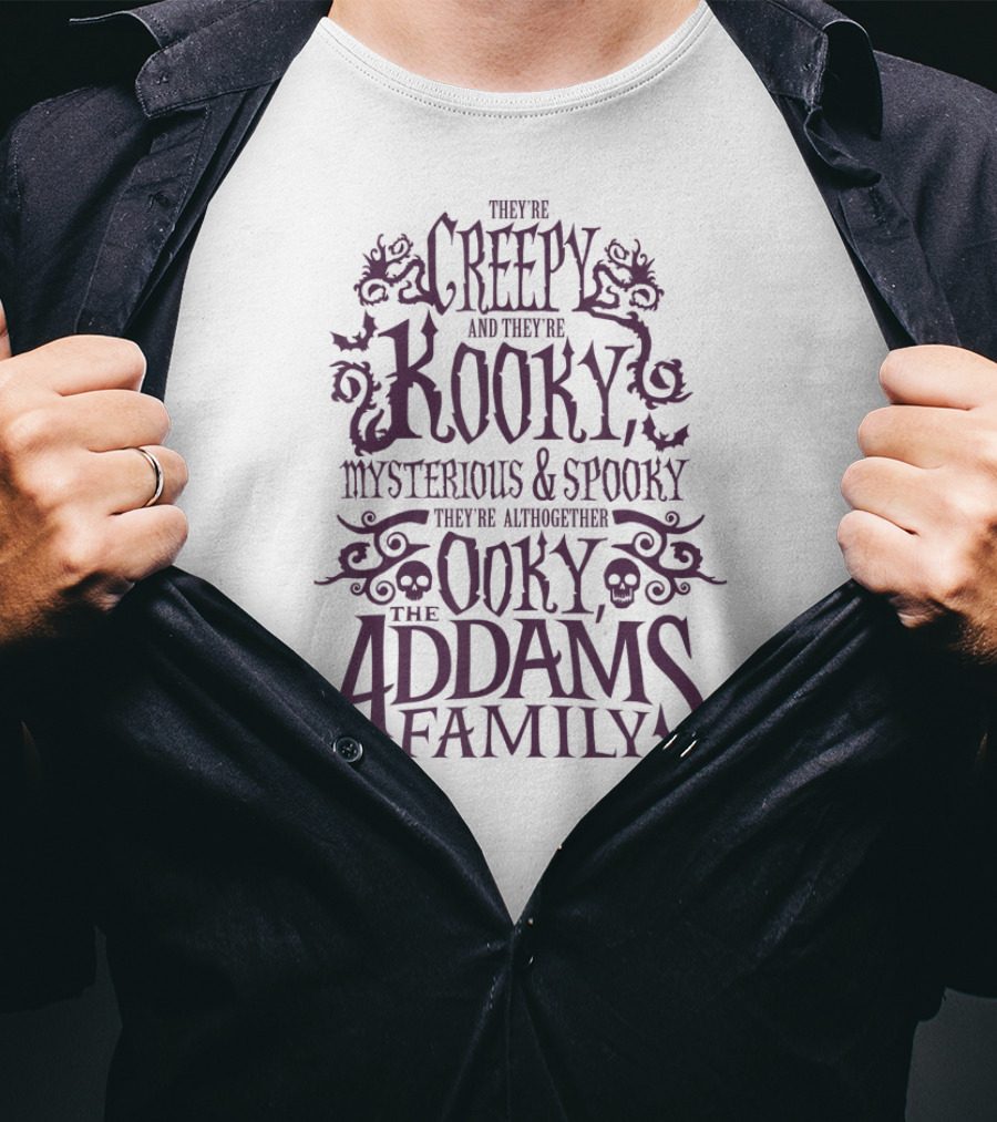 Creepy Kooky Mysterious Spooky Ooky Addams Family Word Stack T-Shirt