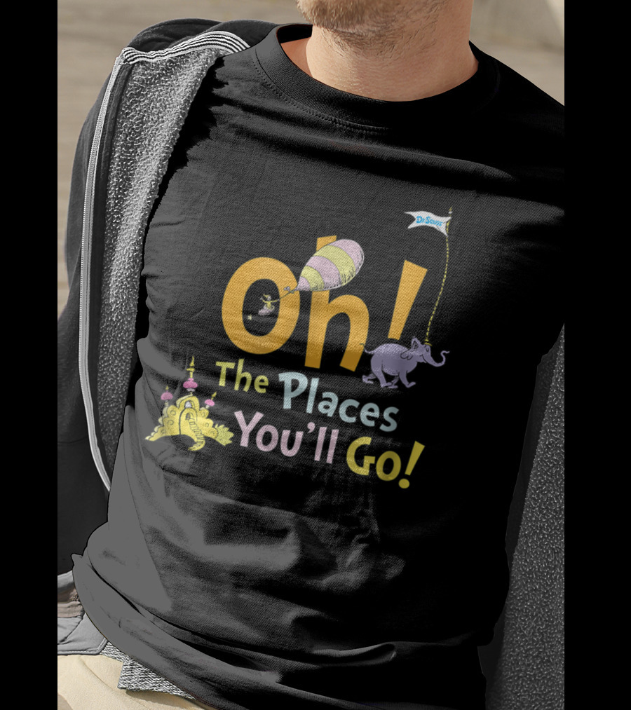 Dr. Seuss Oh The Places You'll Go Elephant And Balloon Adventure T-Shirt