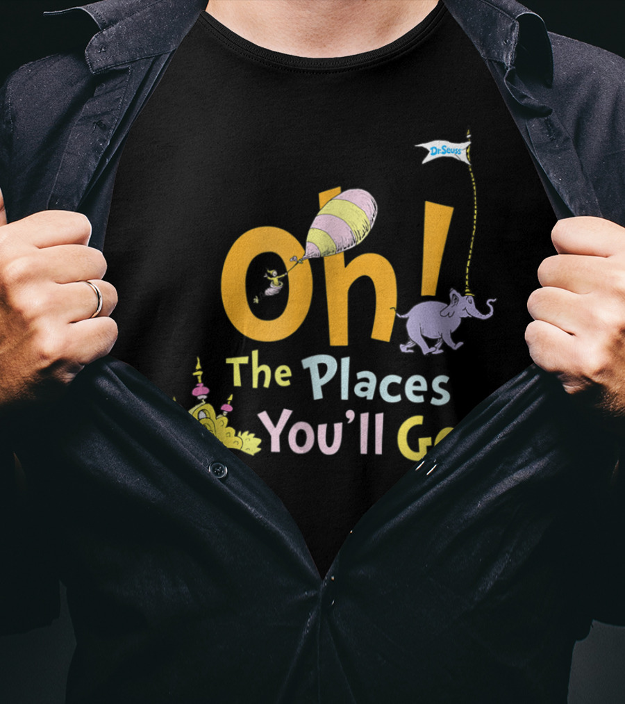Dr. Seuss Oh The Places You'll Go Elephant And Balloon Adventure T-Shirt