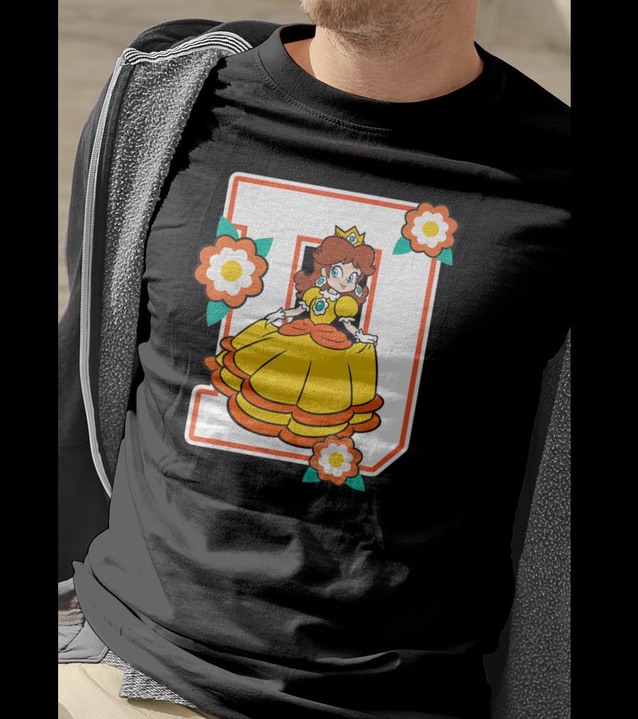 Super Mario Daisy Princess With Flowers And Letter D T-Shirt