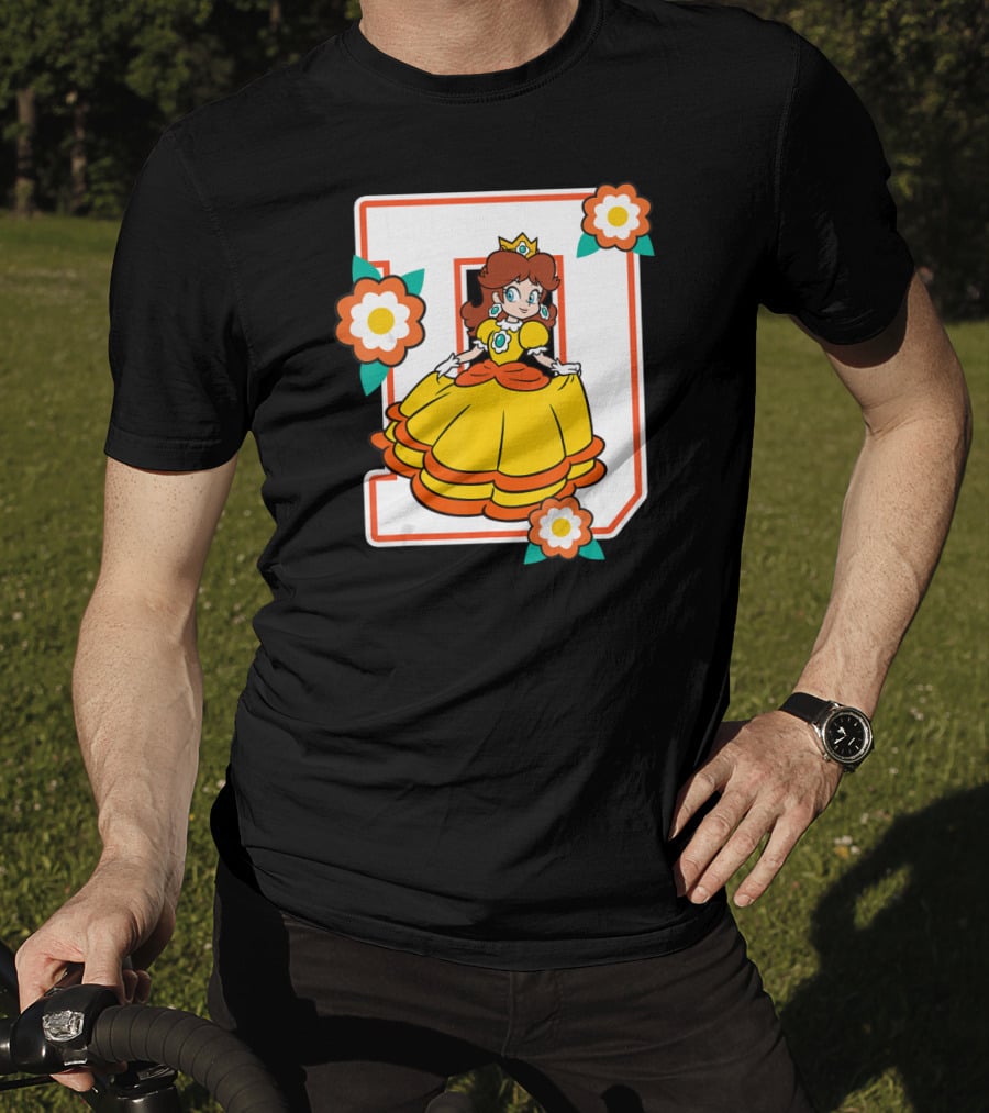 Super Mario Daisy Princess With Flowers And Letter D T-Shirt