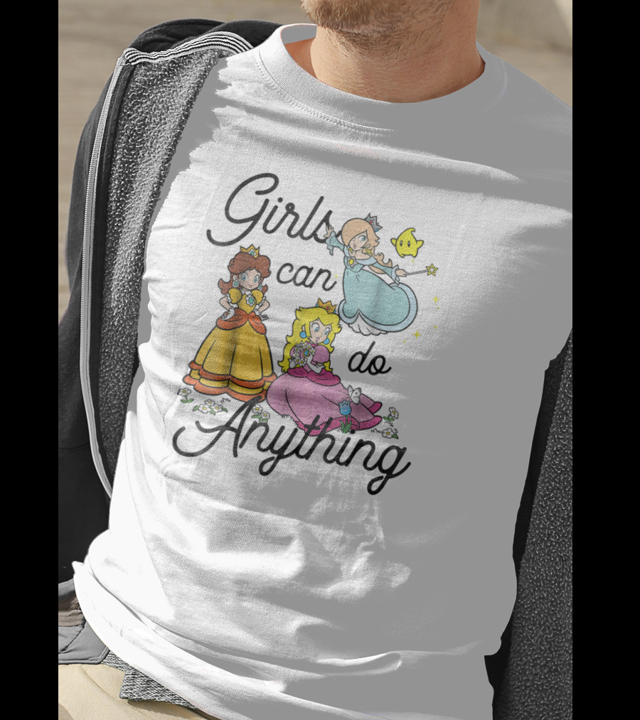 Girls Can Do Anything Super Mario Peach Daisy Rosalina Group Shot T-Shirt