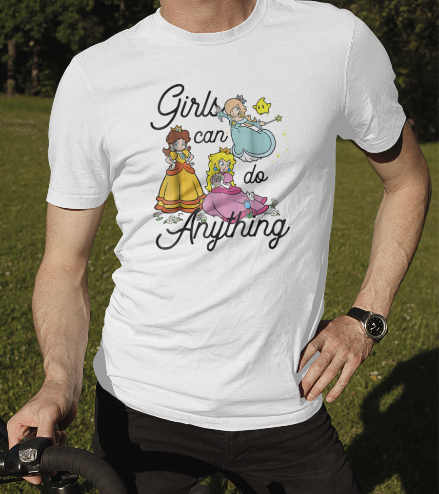 Girls Can Do Anything Super Mario Peach Daisy Rosalina Group Shot T-Shirt