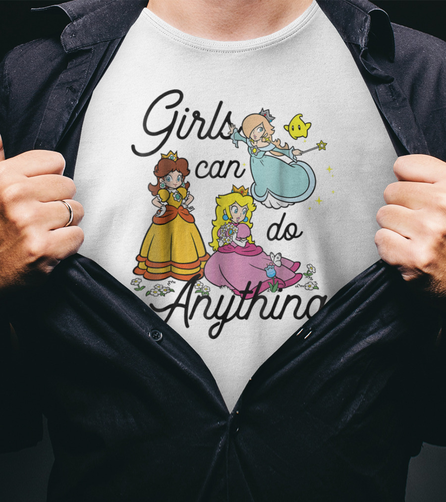 Girls Can Do Anything Super Mario Peach Daisy Rosalina Group Shot T-Shirt