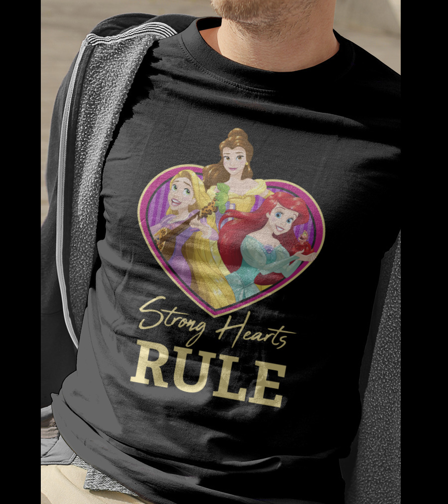 Disney Princess Rapunzel Belle Ariel Strong Hearts Rule T-Shirt