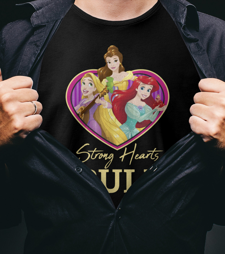 Disney Princess Rapunzel Belle Ariel Strong Hearts Rule T-Shirt