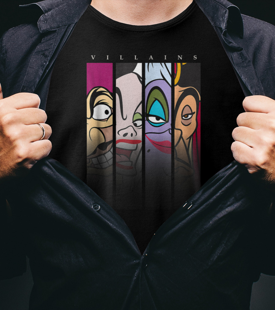 Villains Disney Evil Characters Split-Face T-Shirt