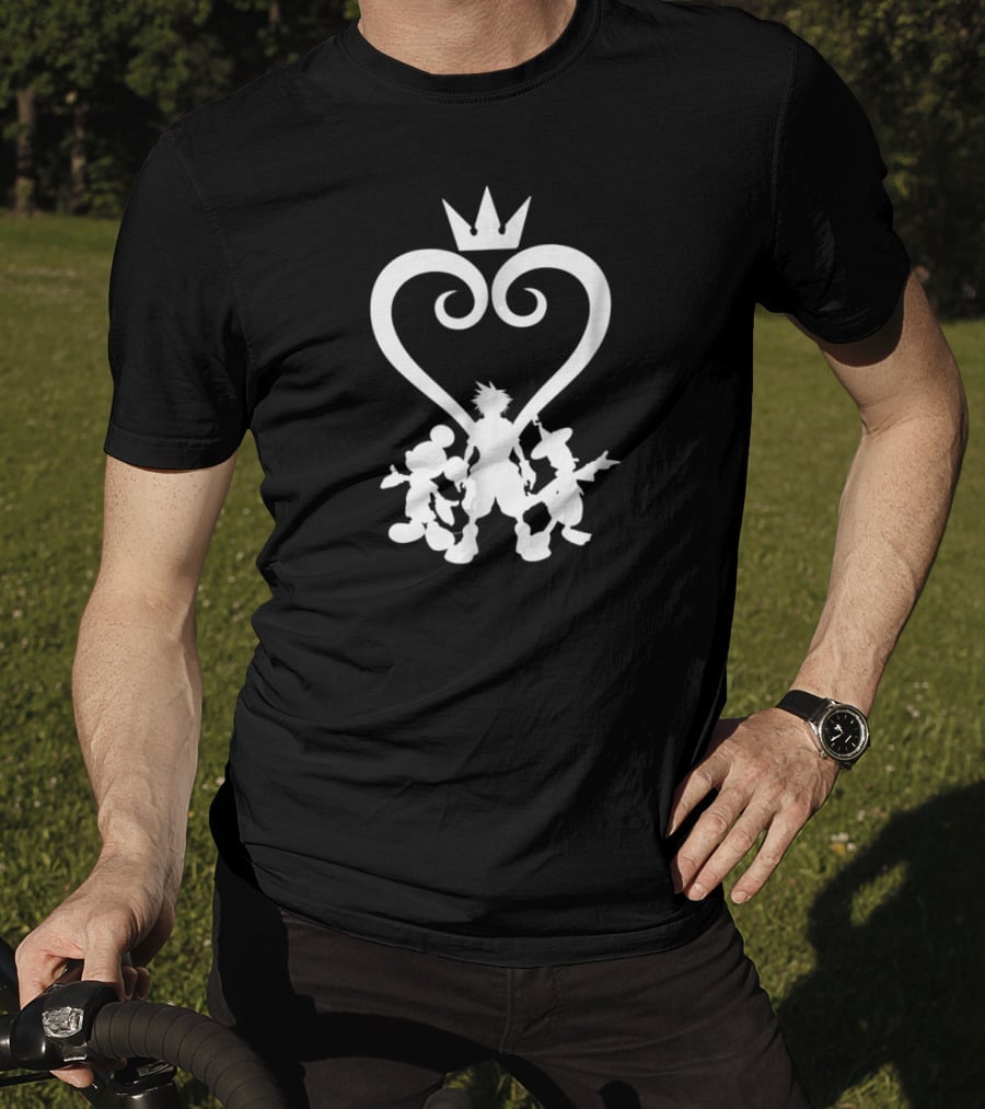 Kingdom Hearts Disney Characters Silhouettes With Heart Crown T-Shirt