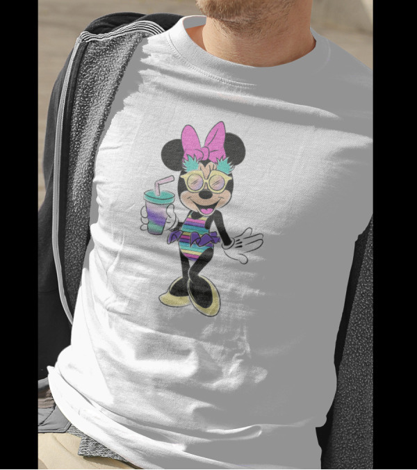Disney Minnie Mouse Unicorn Pastel Stripes And Tropical Pineapples T-Shirt