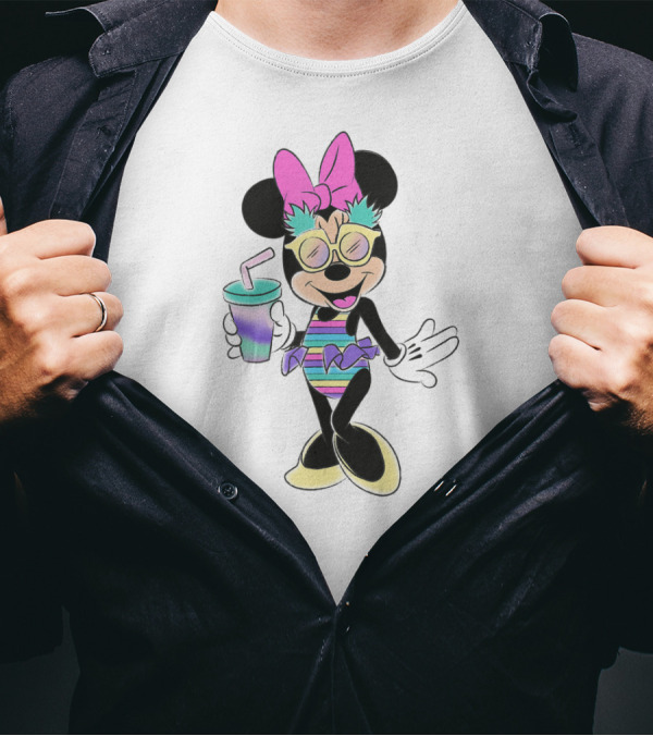 Disney Minnie Mouse Unicorn Pastel Stripes And Tropical Pineapples T-Shirt