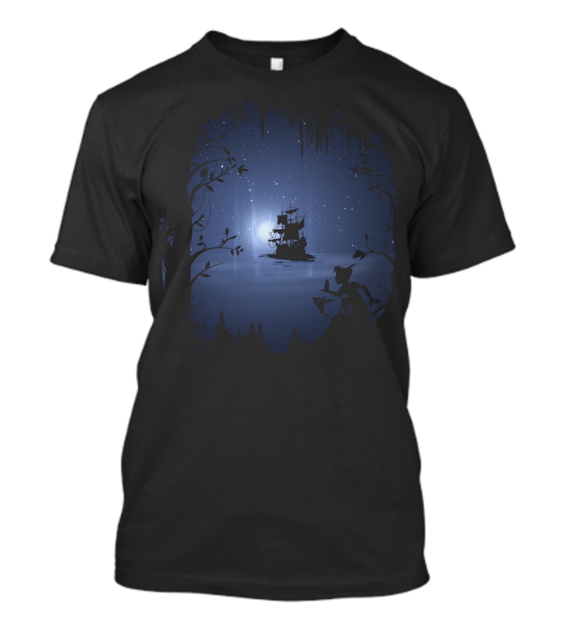 Disney Peter Pan Enchanted Night With Moonlit Pirate Ship T-Shirt
