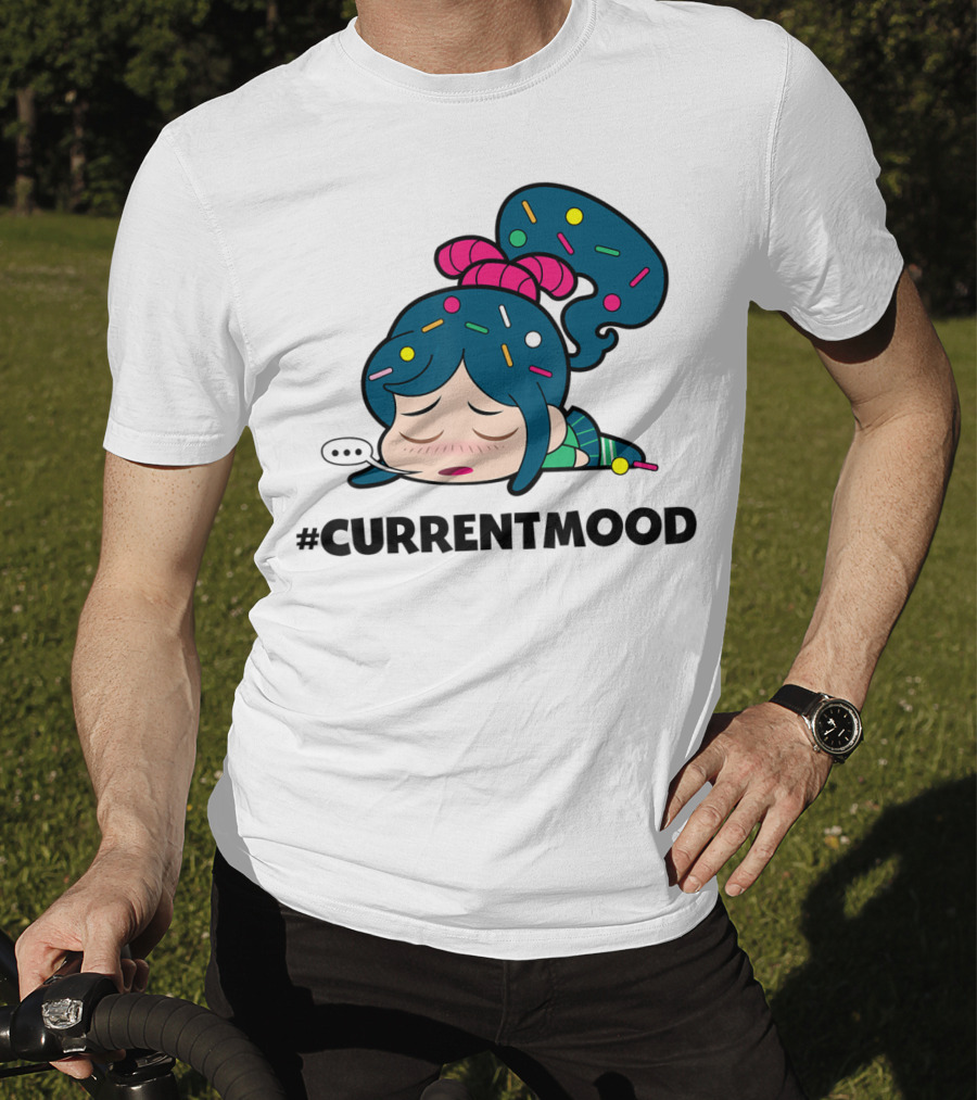 Disney Wreck It Ralph Vanellope #CurrentMood Sprinkles Hair Exhausted Expression T-Shirt