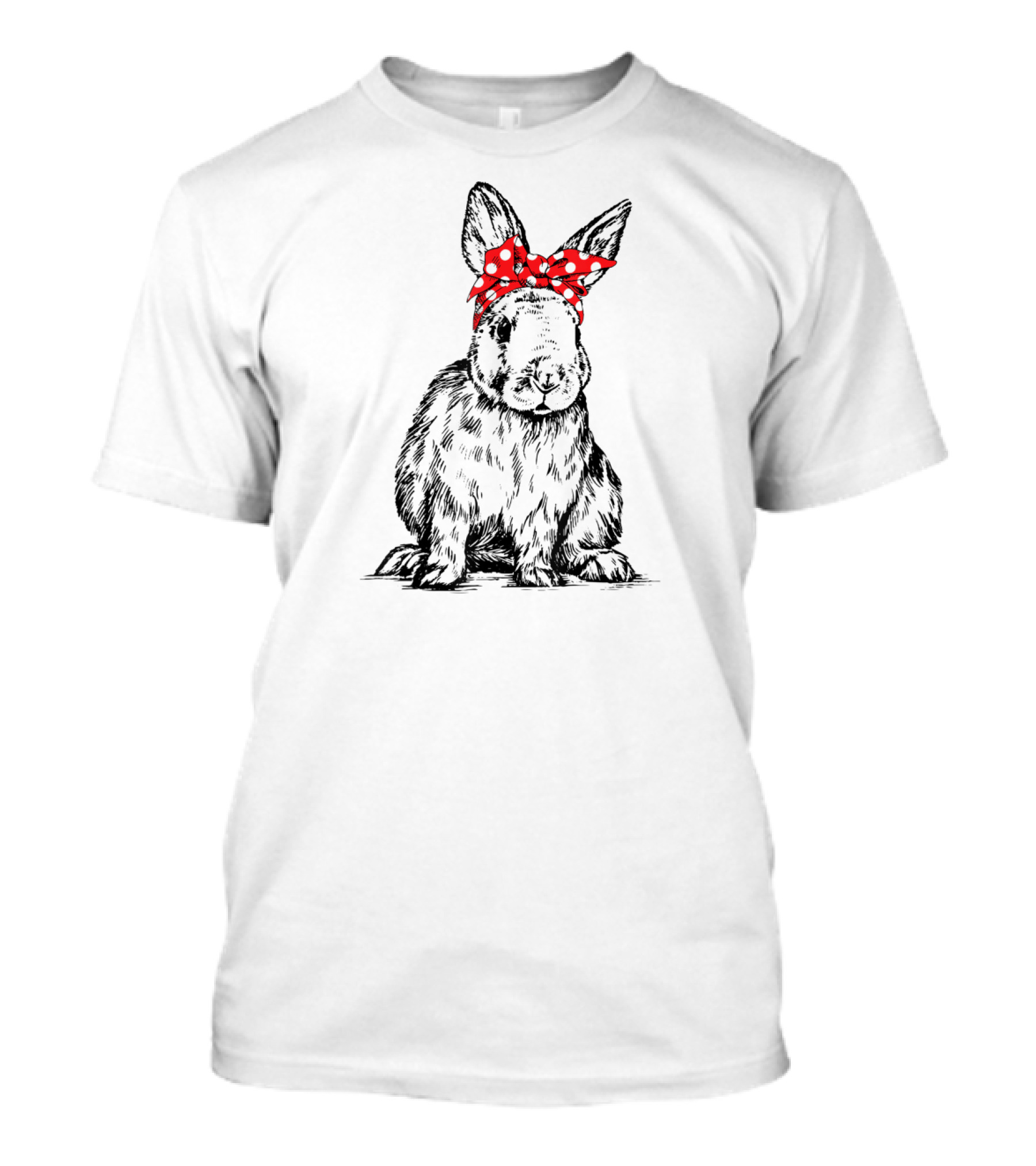 Bunny Rabbit With Red Bow Headband Rabbit Lover Farmer Girl T-Shirt