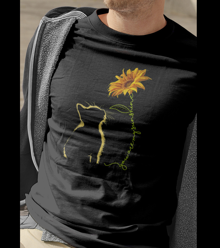 You Are My Sunshine Cat With Sunflower T-Shirt