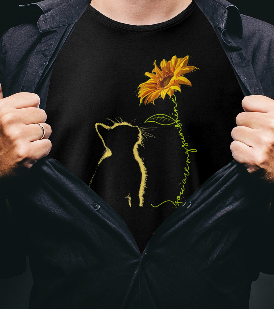 You Are My Sunshine Cat With Sunflower T-Shirt