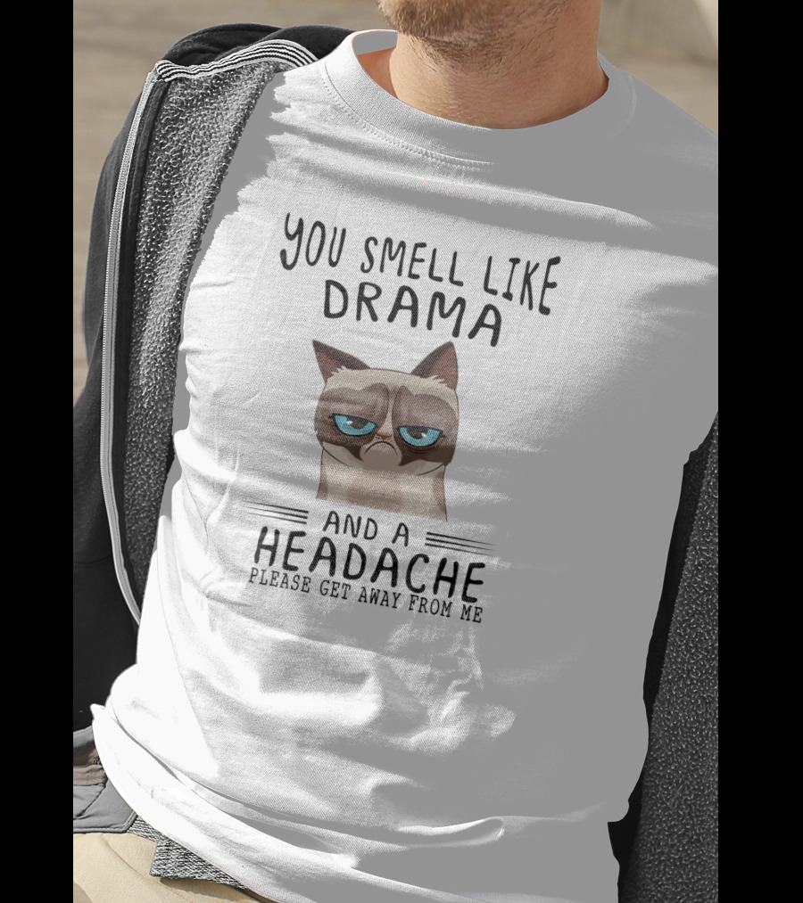 You Smell Like Drama And A Headache Please Get Away From ME Cat Kittie T-Shirt