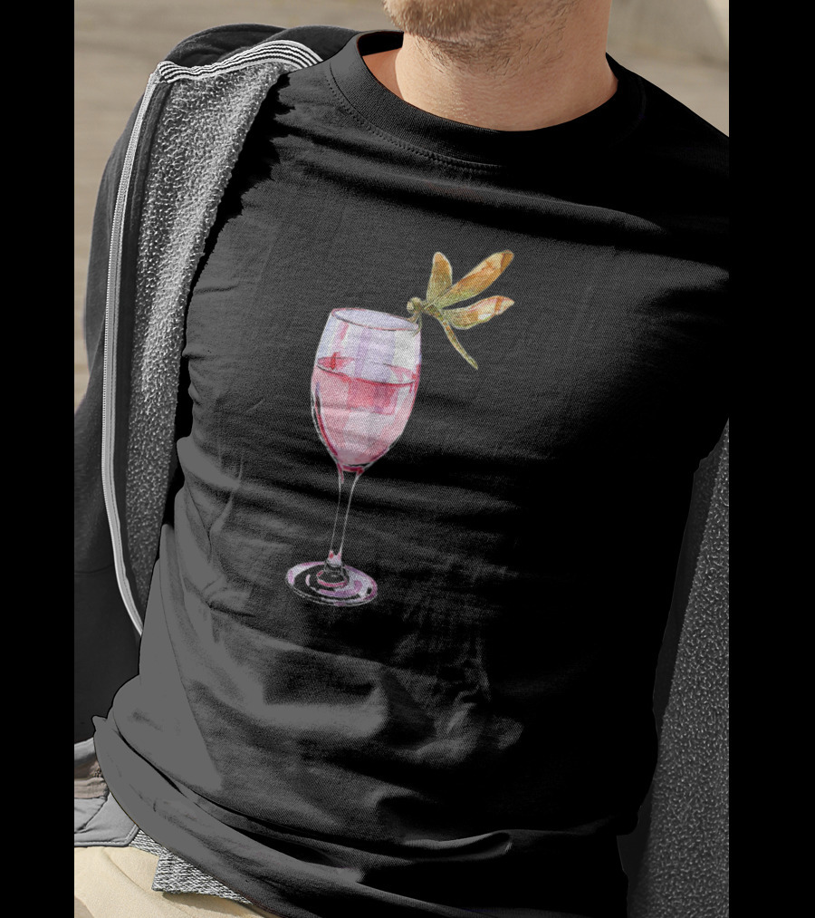 Dragonfly Resting On Wine Glass T-Shirt