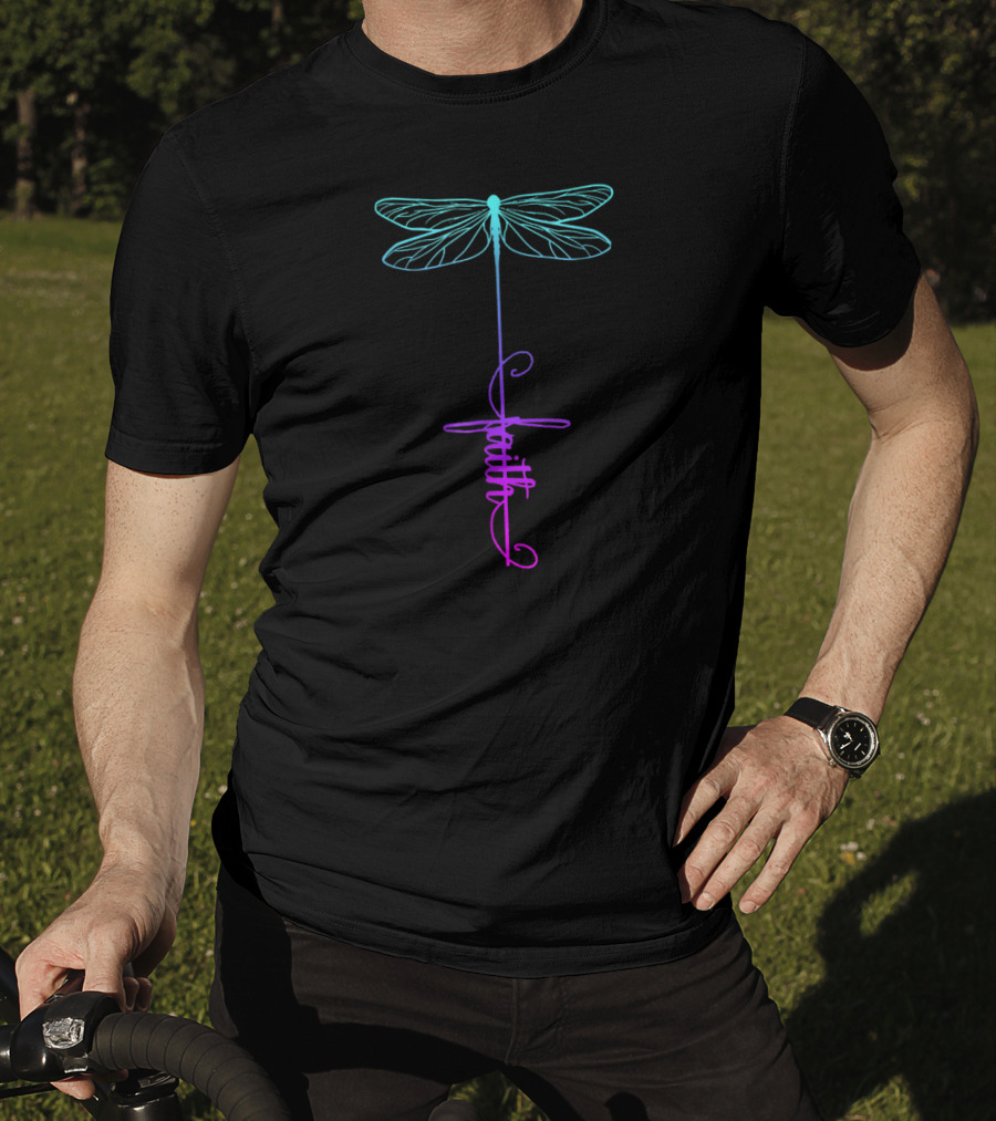 Dragonfly Faith Lover Christian Jesus God Cross Inspiring T-Shirt