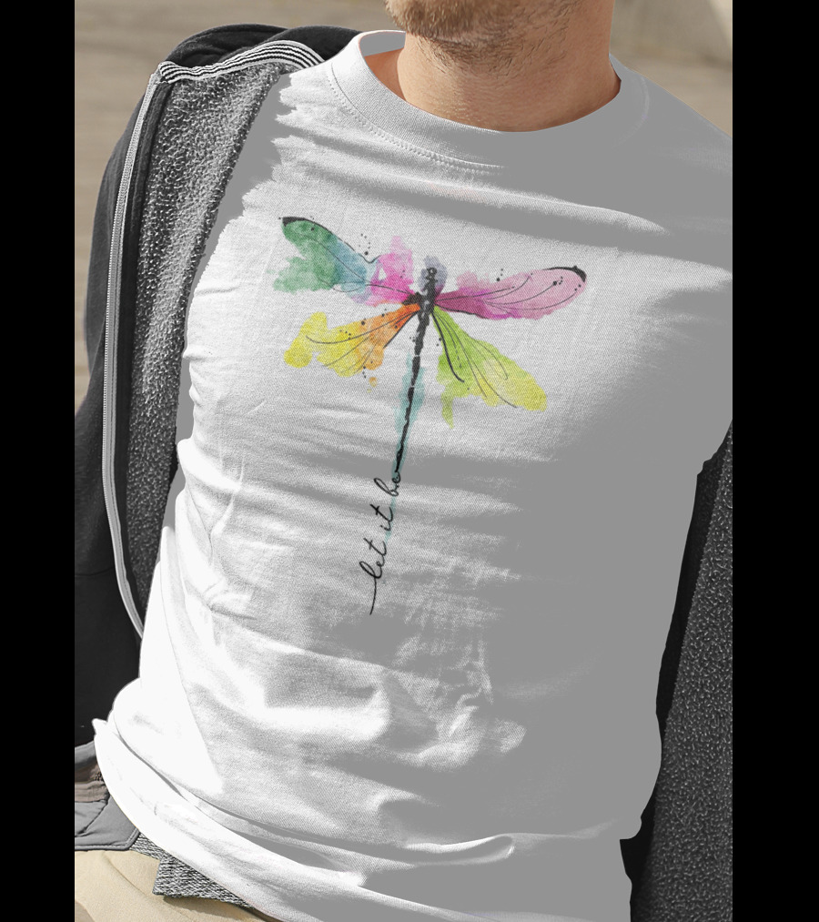 Let It Be Dragonfly Hippie Be Watercolor Peace T-Shirt