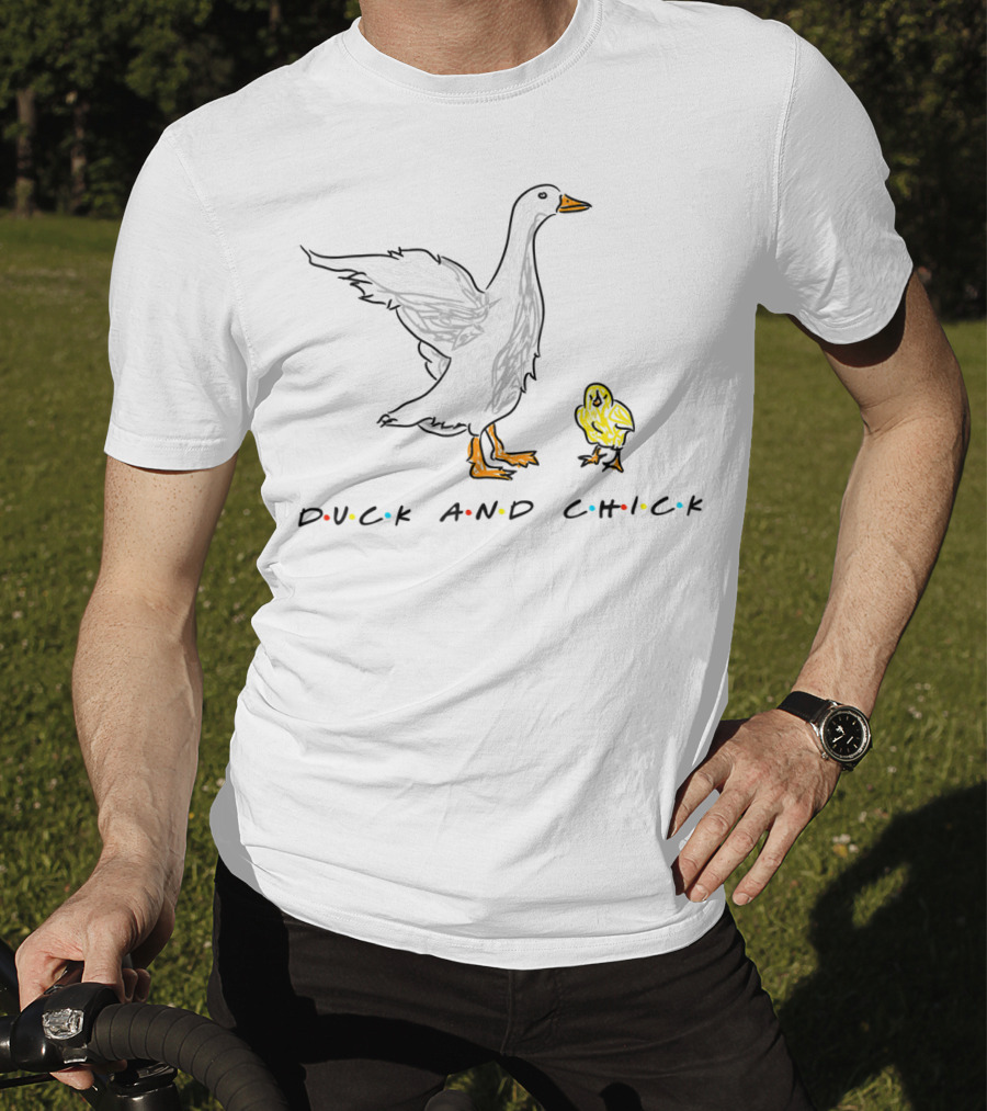 DUCK AND CHICK Friends Style Typography T-Shirt